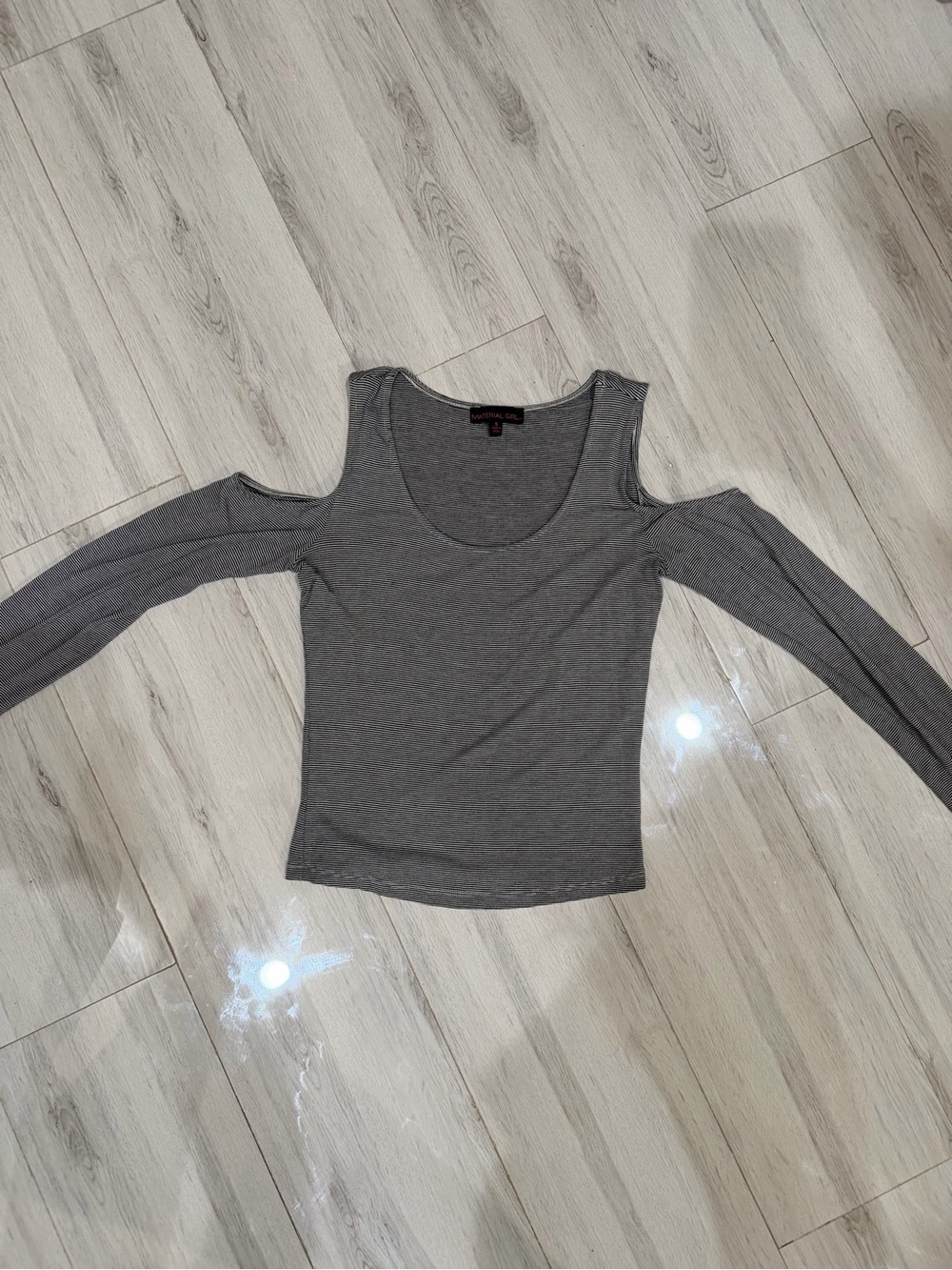 Material Girl striped cold shoulder long sleeve top - Small